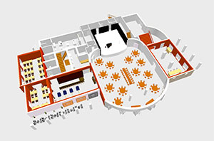 Kurhaus Bad Tölz - Festsaal für Hochzeiten - Tischplan 14 runde Tische und Tafel