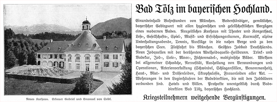 Kurhaus Bad Tölz - Annonce ca. 1917